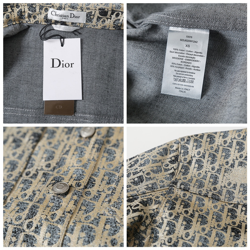 D*or oblique overshirt gray and gold-tone cotton-blend twill