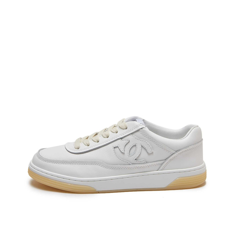 Ch*el sneaker calfskin yellow and white