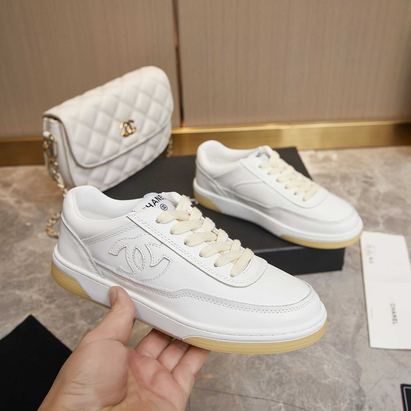 Ch*el sneaker calfskin yellow and white