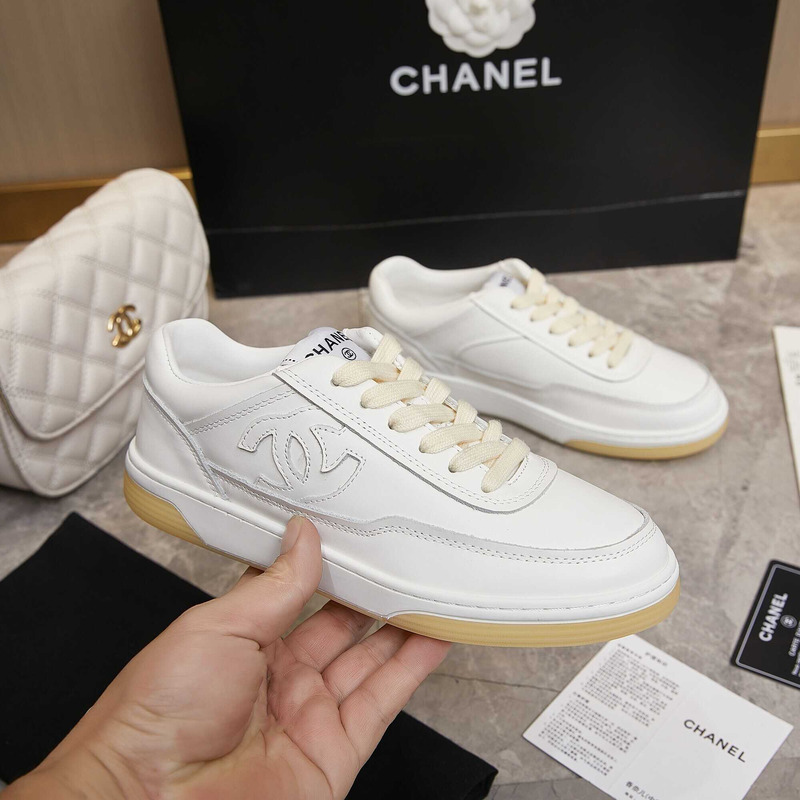 Ch*el sneaker calfskin yellow and white