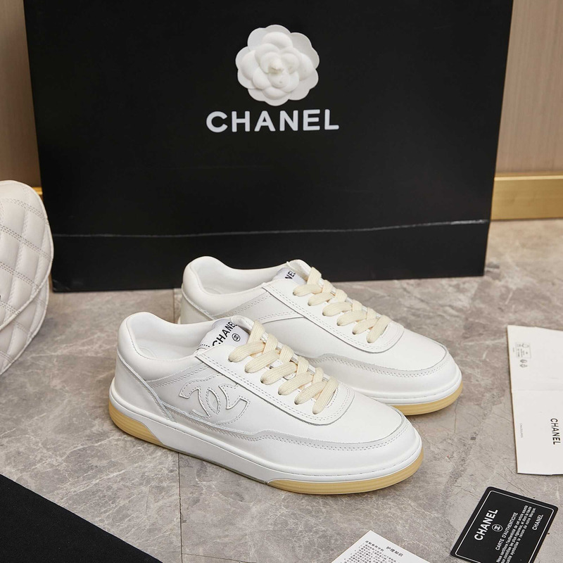 Ch*el sneaker calfskin yellow and white