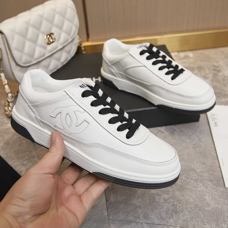 Ch*el sneaker calfskin white