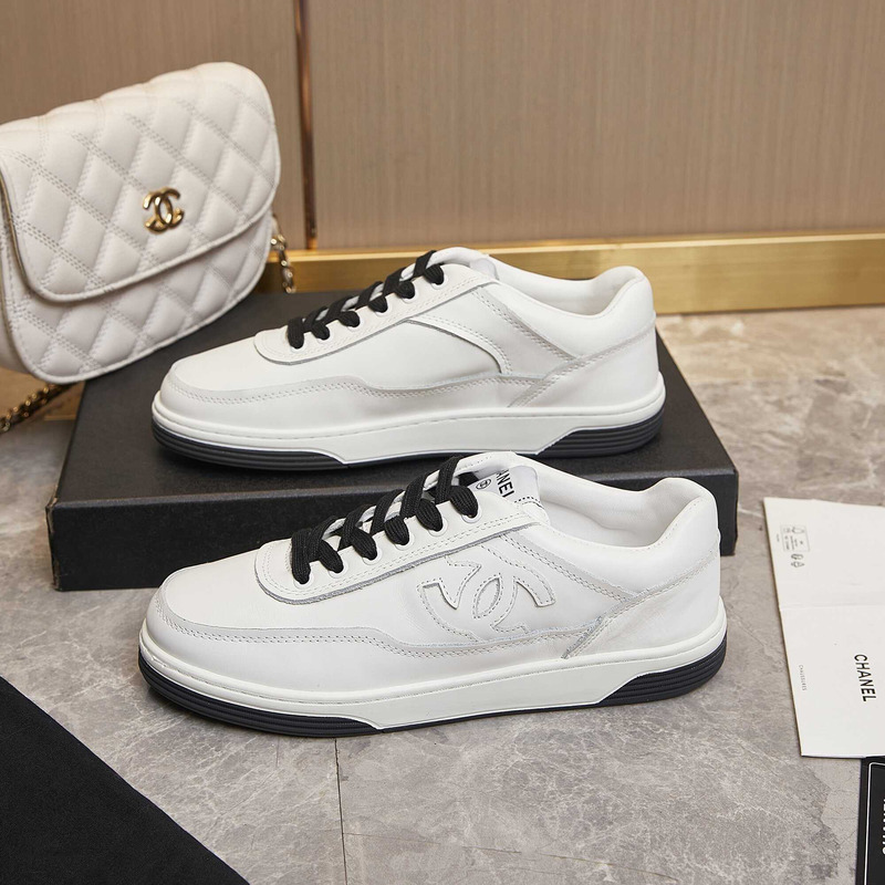 Ch*el sneaker calfskin white