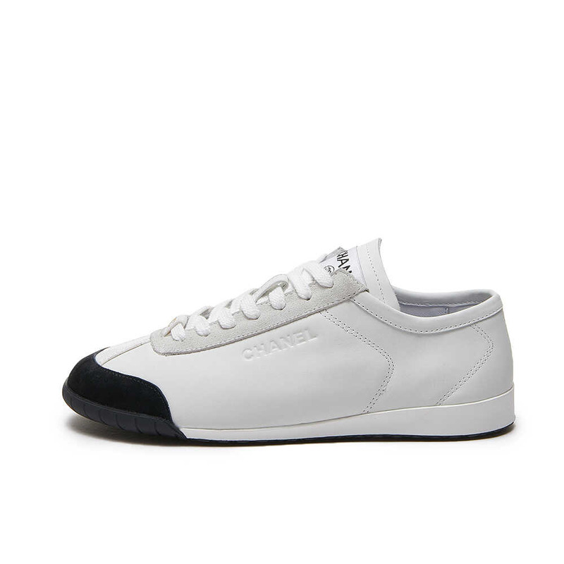 Ch*el sneaker calfskin & suede calfskin white & black