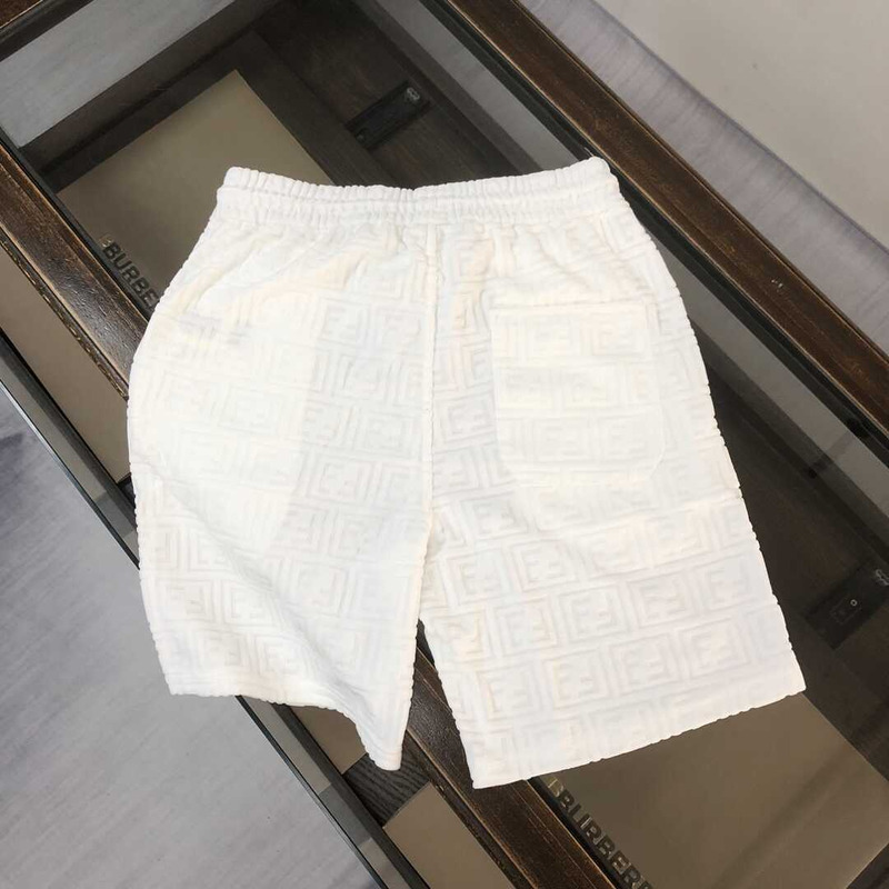 F**di milk velour monogram embossed cotton blend suit shorts white