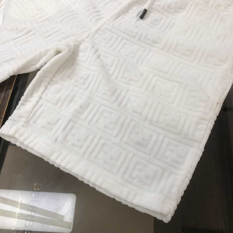 F**di milk velour monogram embossed cotton blend suit shorts white