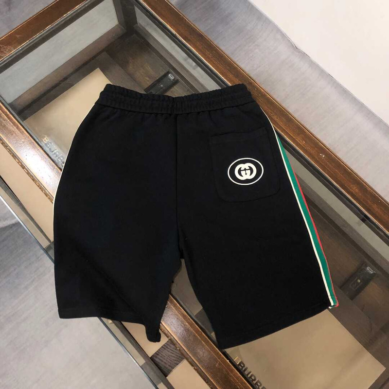 G*u*i web-stripe cotton track shorts black