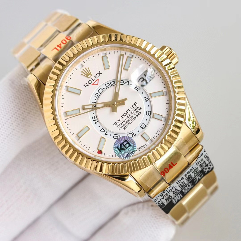 Rolex Sky-Dweller Wacth Gold And White