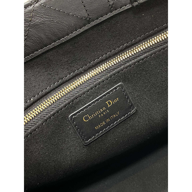 D*or medium D*or book tote macrocannage calfskin black