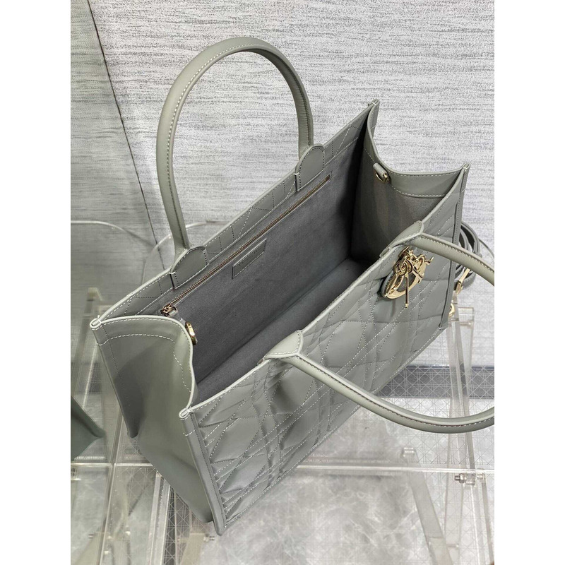 D*or medium D*or book tote macrocannage calfskin gray