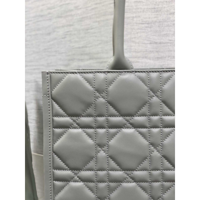 D*or medium D*or book tote macrocannage calfskin gray