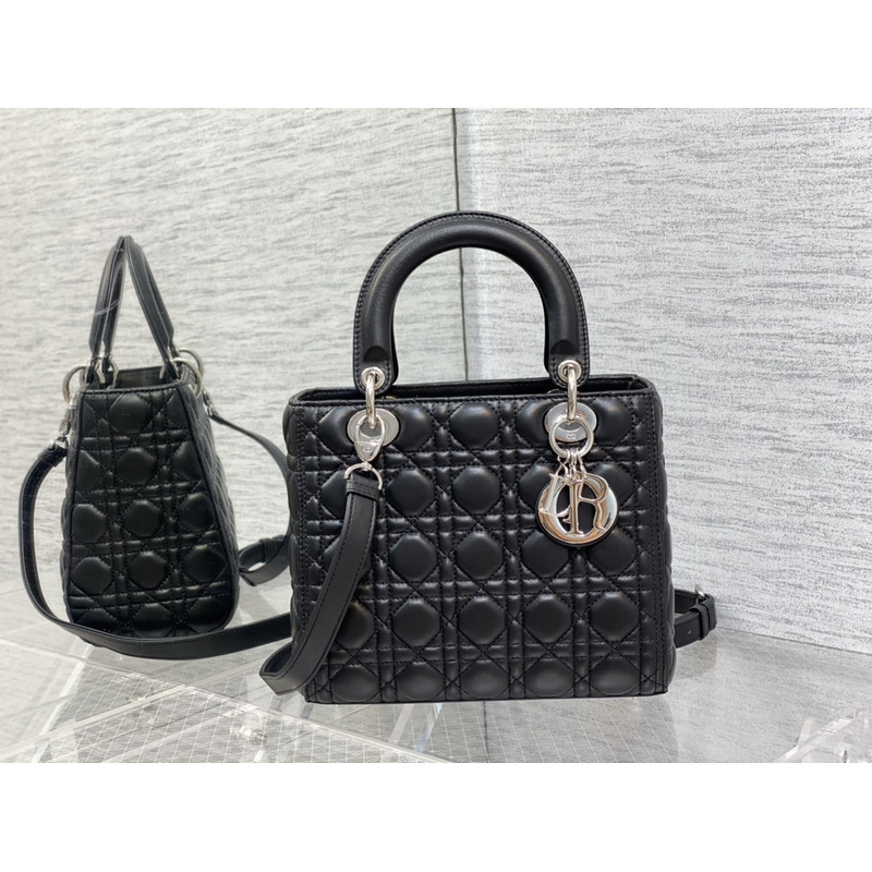 D*or medium lady D*or bag cannage lambskin black