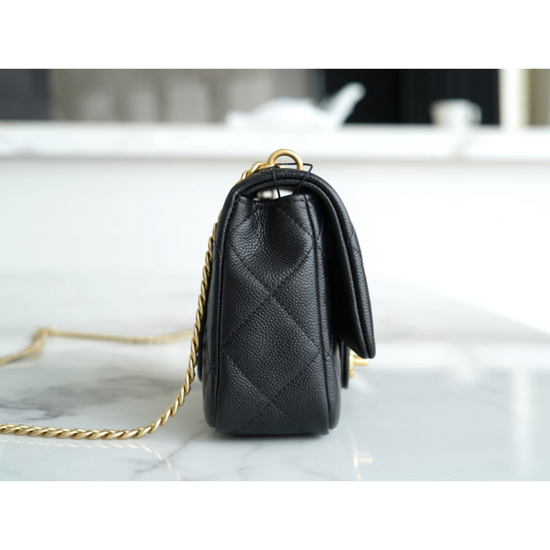 Ch*el love adjustable buckle chain bag black