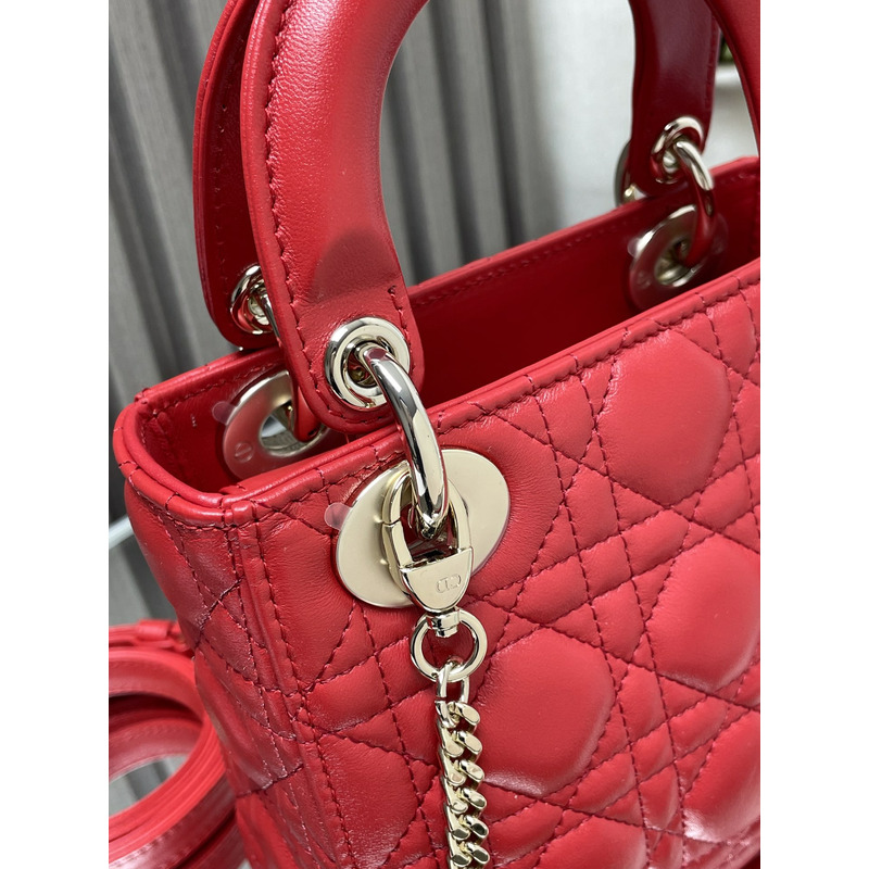 D*or  lambskin cannage mini lady D*or red