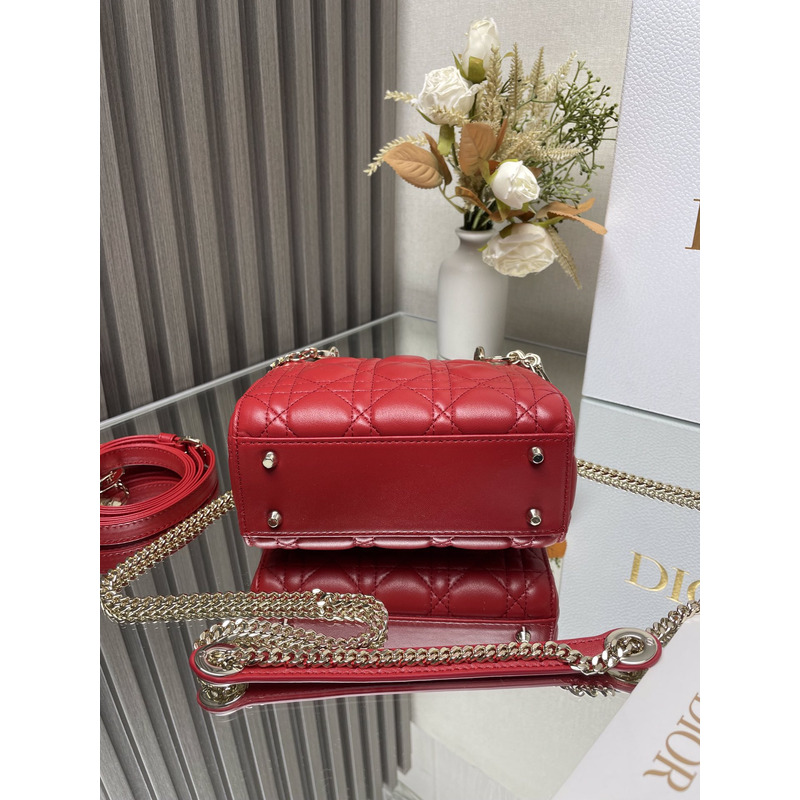 D*or  lambskin cannage mini lady D*or red