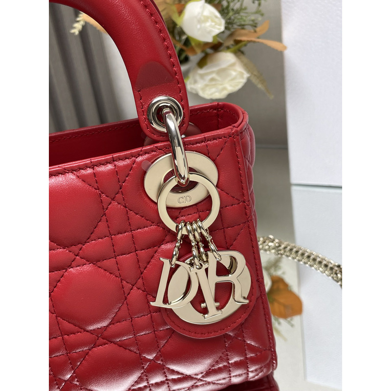 D*or  lambskin cannage mini lady D*or red