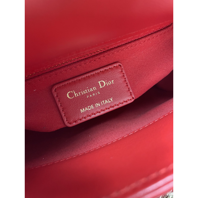 D*or  lambskin cannage mini lady D*or red