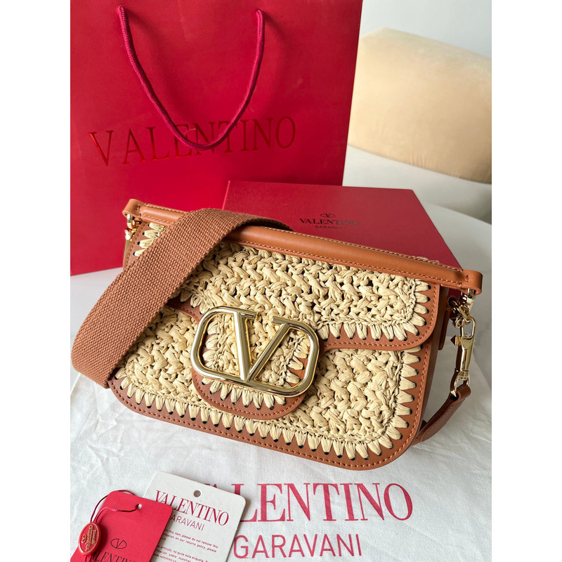 Valentino Garavani Alltime Raffia Shoulder Bag