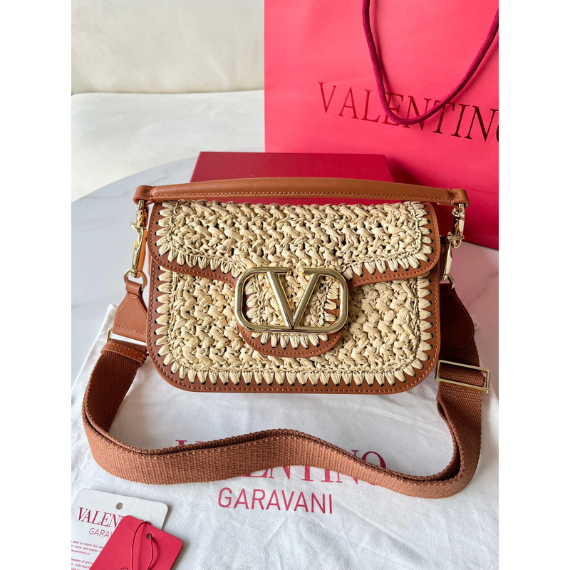 Valentino Garavani Alltime Raffia Shoulder Bag