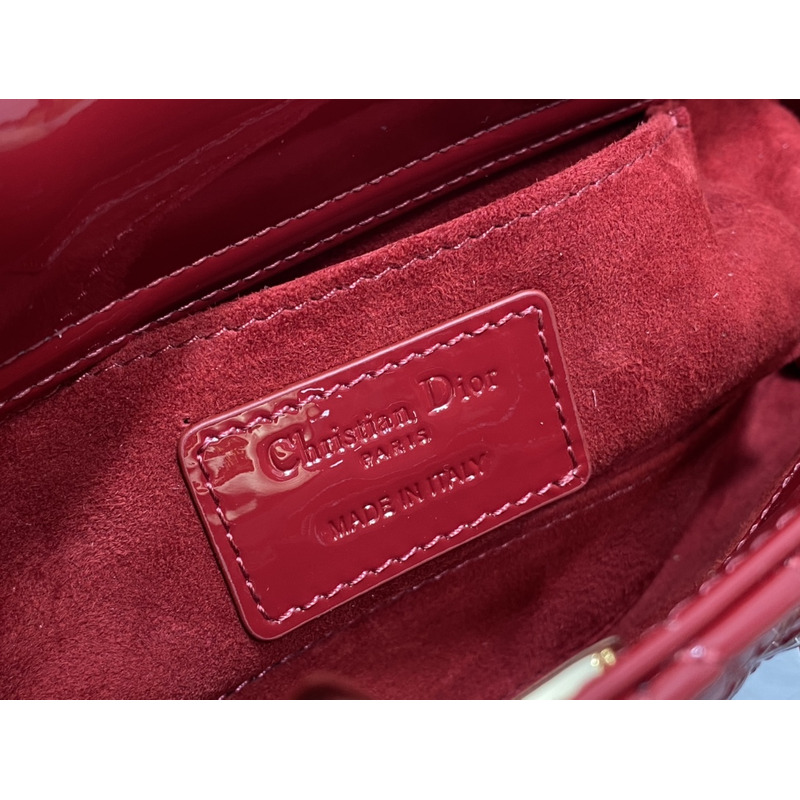 D*or small lady d-joy bag red patent cannage calfskin