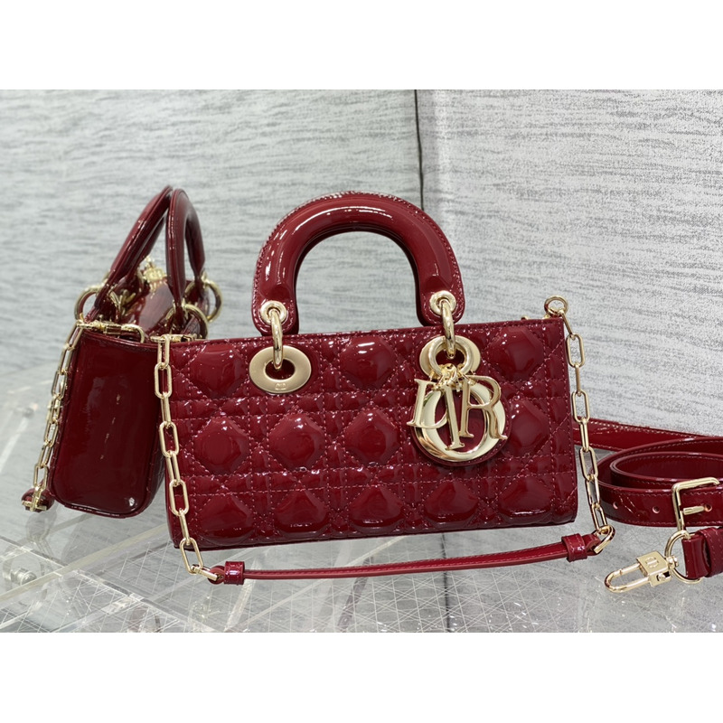 D*or small lady d-joy bag red patent cannage calfskin