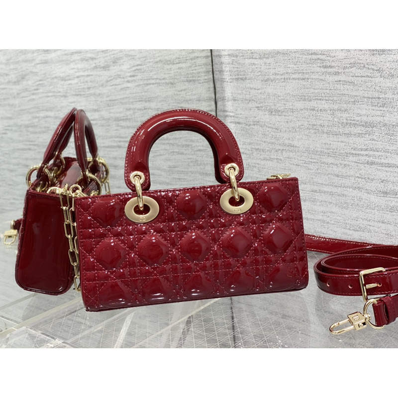 D*or small lady d-joy bag red patent cannage calfskin