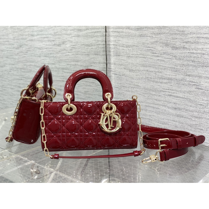 D*or small lady d-joy bag red patent cannage calfskin