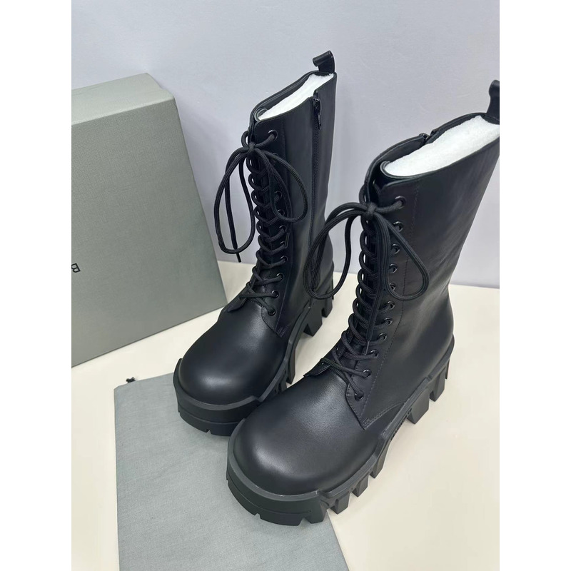 Ba*len*cia*ga bulldozer lace-up boot in black vegetal calfskin black boot