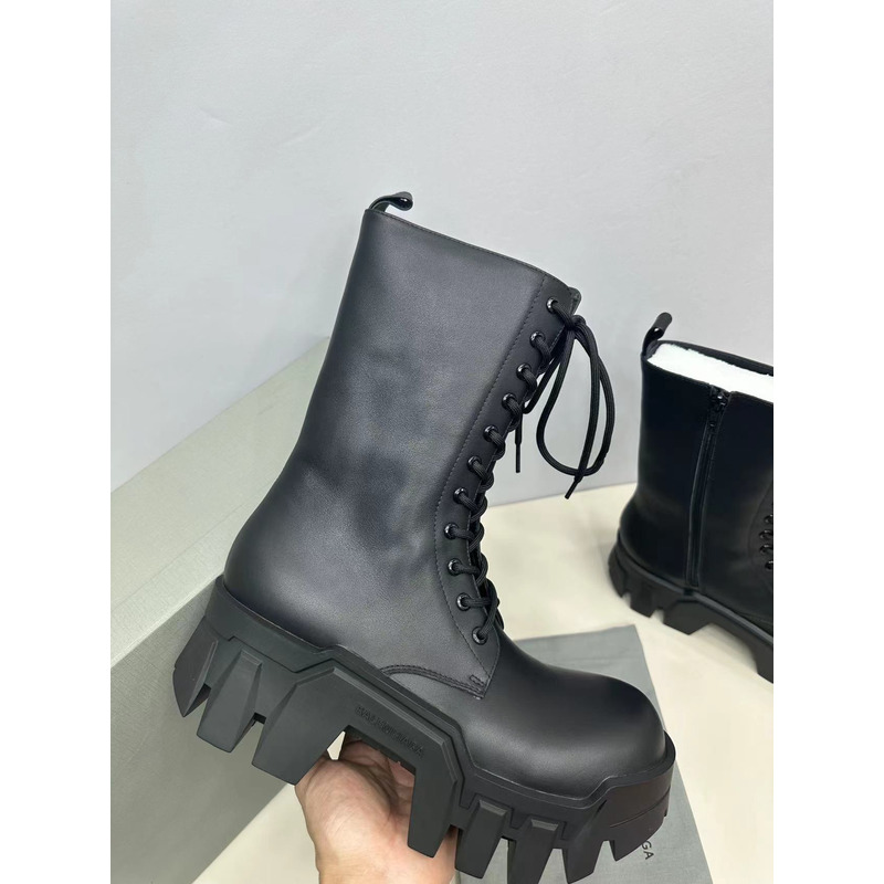 Ba*len*cia*ga bulldozer lace-up boot in black vegetal calfskin black boot