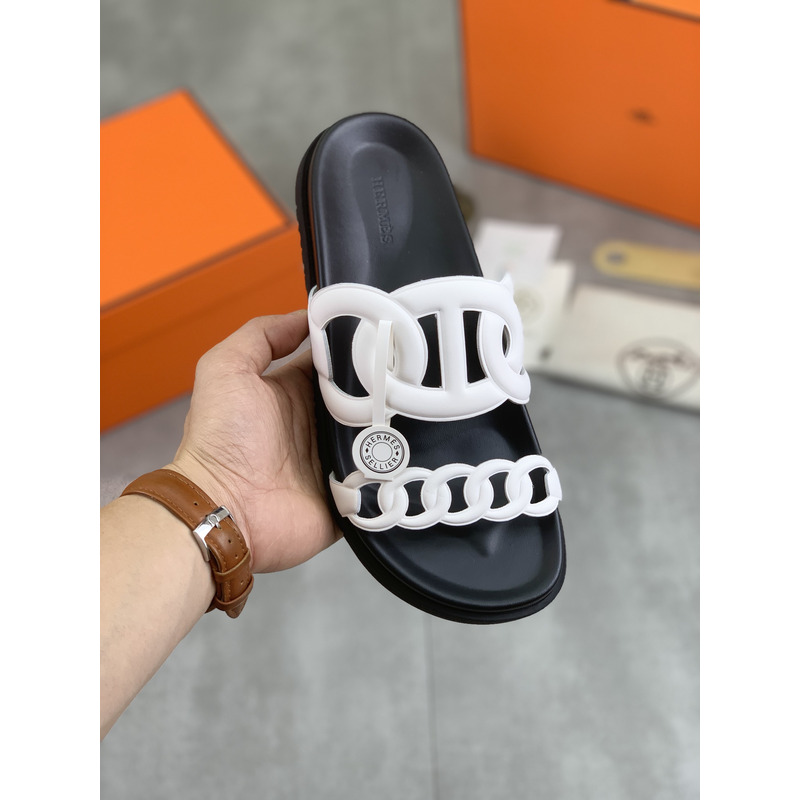 H**mes bicolor extra sandals white