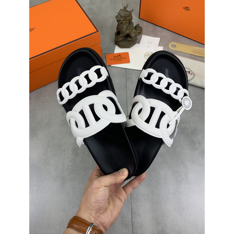 H**mes bicolor extra sandals white