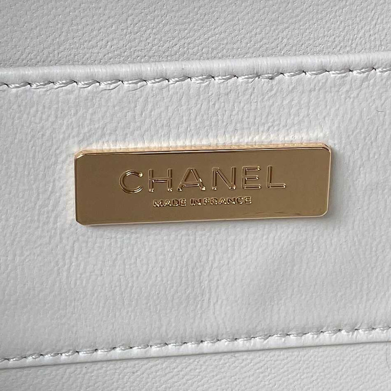 Ch*el camera bag lambskin & gold-tone metal white