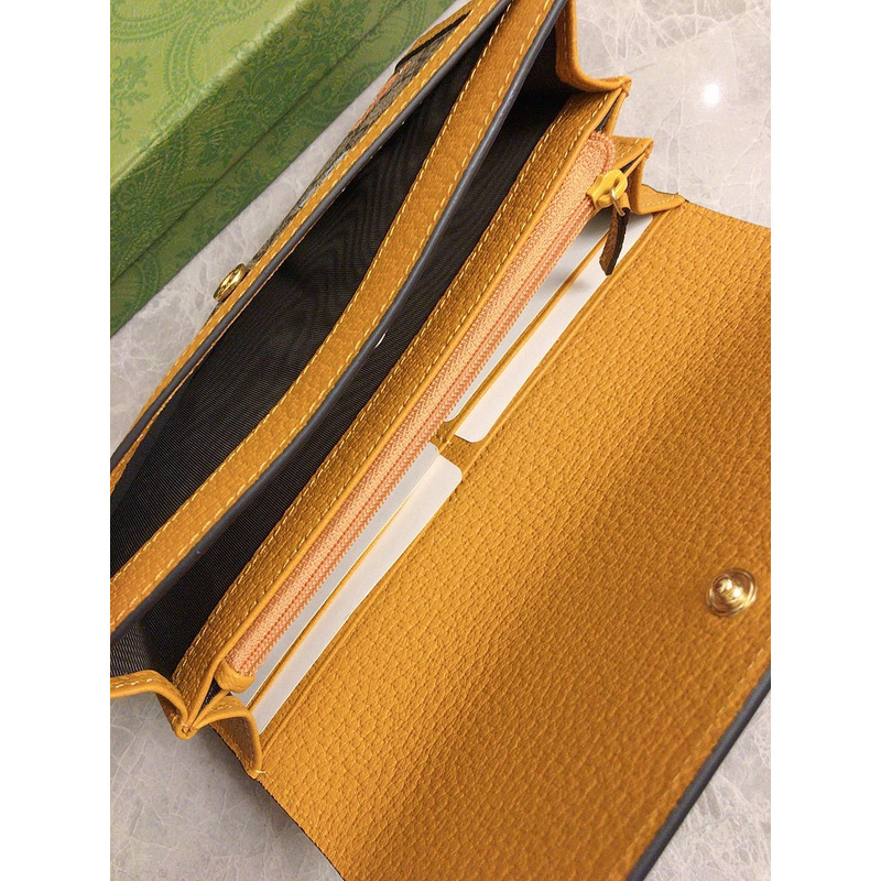 G*u*i teddy bear long wallet yellow