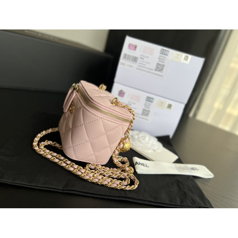 Ch*el rhombus sheepskin leather chain shoulder gold buckle chain belt shoulder bag pink