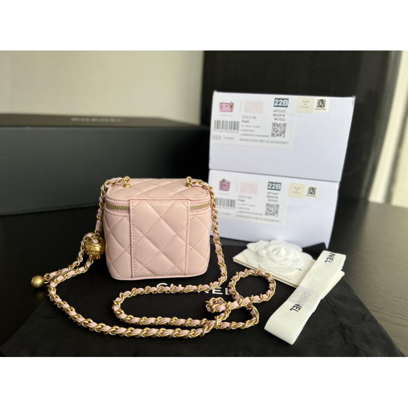 Ch*el rhombus sheepskin leather chain shoulder gold buckle chain belt shoulder bag pink