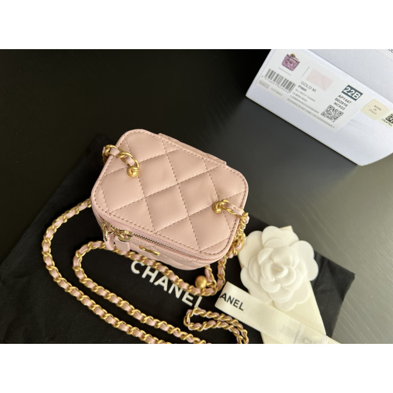 Ch*el rhombus sheepskin leather chain shoulder gold buckle chain belt shoulder bag pink