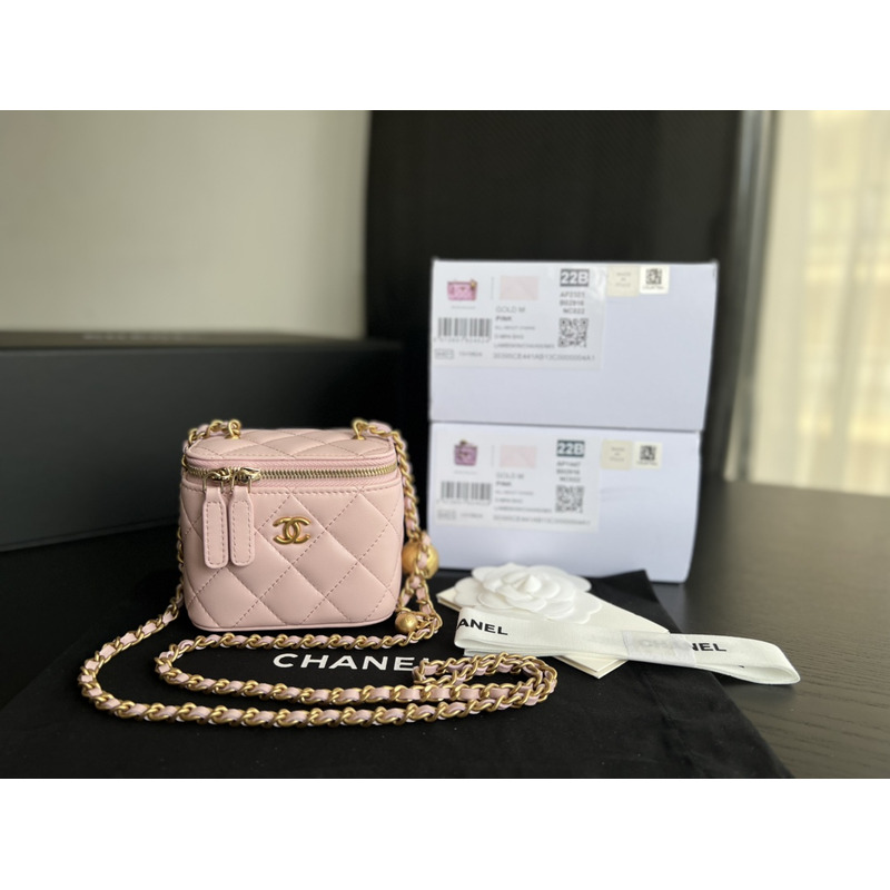 Ch*el rhombus sheepskin leather chain shoulder gold buckle chain belt shoulder bag pink