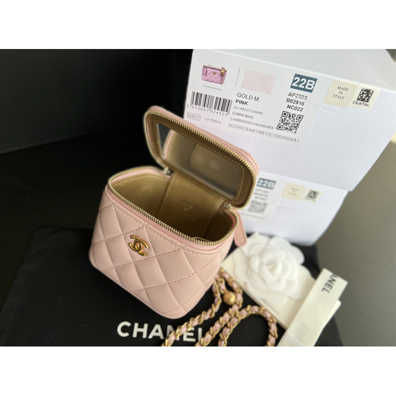 Ch*el rhombus sheepskin leather chain shoulder gold buckle chain belt shoulder bag pink