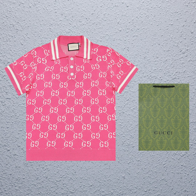 G*u*i polo shirt with interlocking g pink