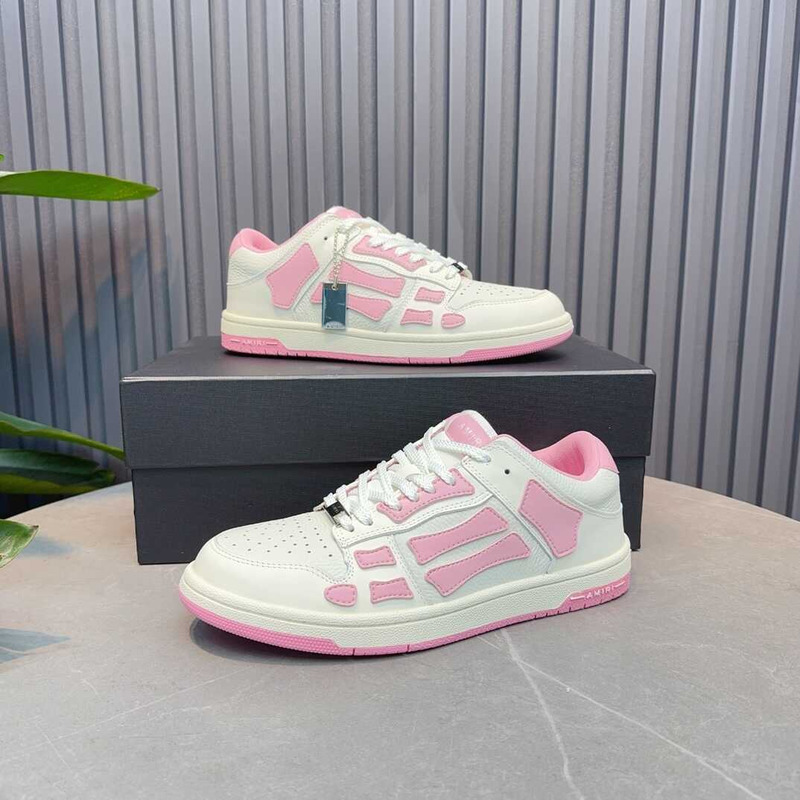 AMIRI White Pink Skeleton Sneakers