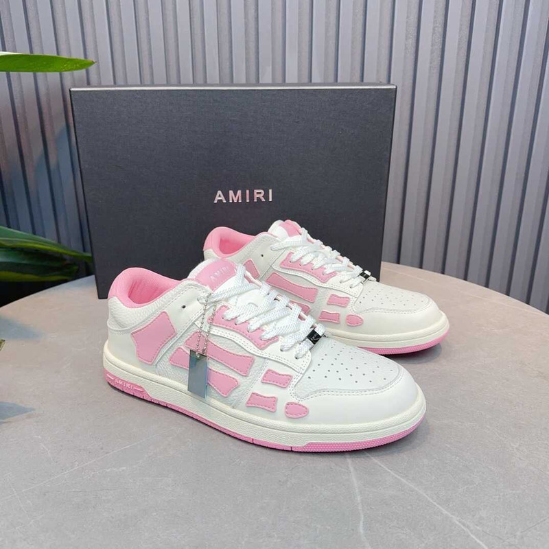 AMIRI White Pink Skeleton Sneakers