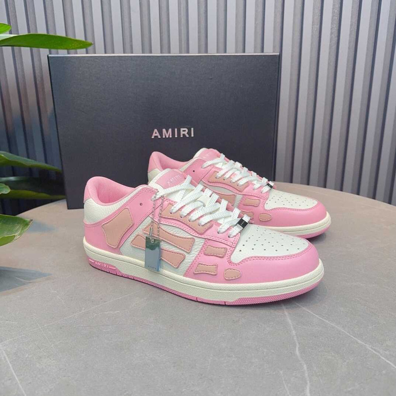 -AMIRI White & Pink Skeleton Sneakers