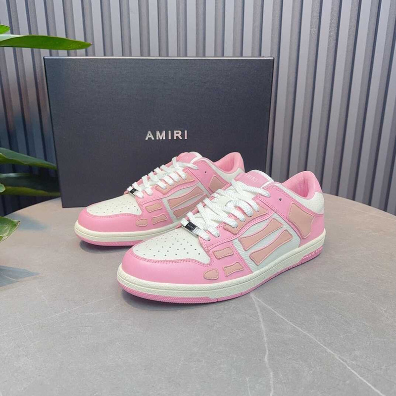 -AMIRI White & Pink Skeleton Sneakers