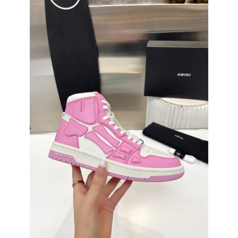 AMIRI White & Pink Skeleton High Sneakers