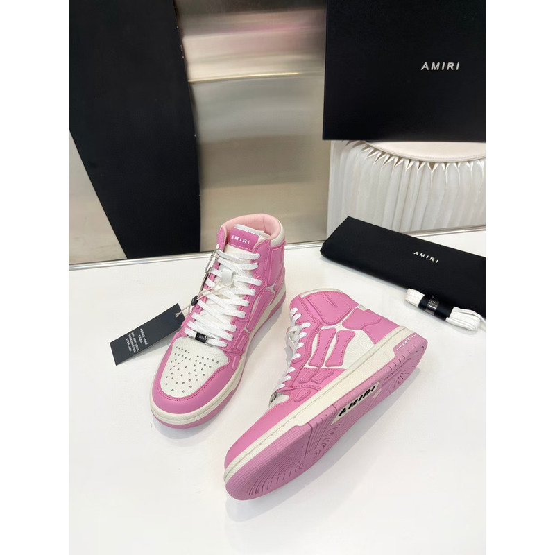 AMIRI White & Pink Skeleton High Sneakers