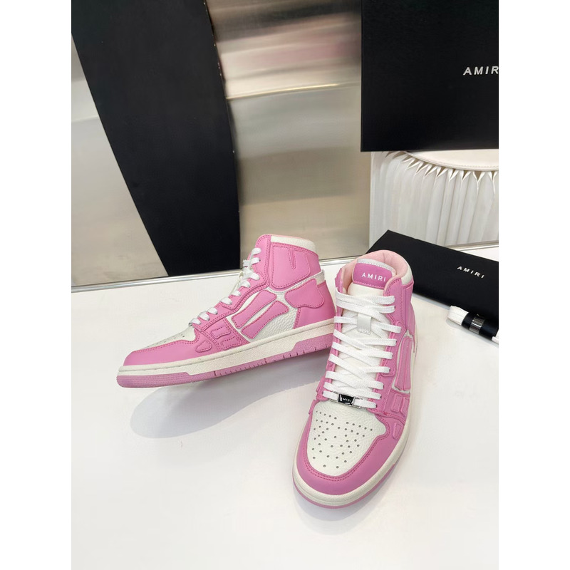 AMIRI White & Pink Skeleton High Sneakers