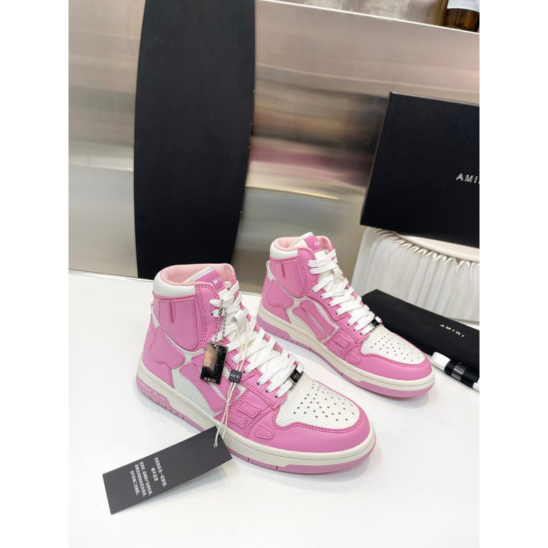 AMIRI White & Pink Skeleton High Sneakers