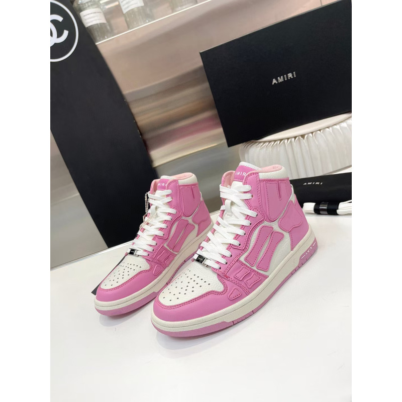 AMIRI White & Pink Skeleton High Sneakers