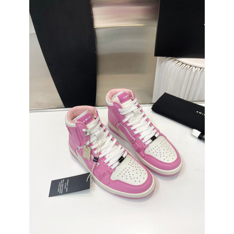 AMIRI White & Pink Skeleton High Sneakers