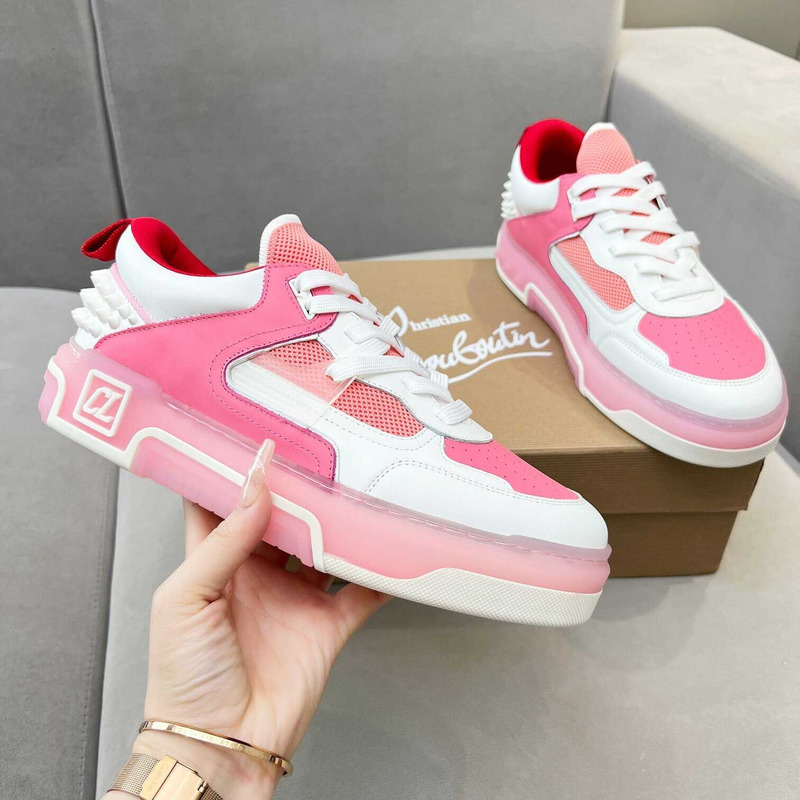 Ch**an louboutin astroloubi lace-up sneakers white pink